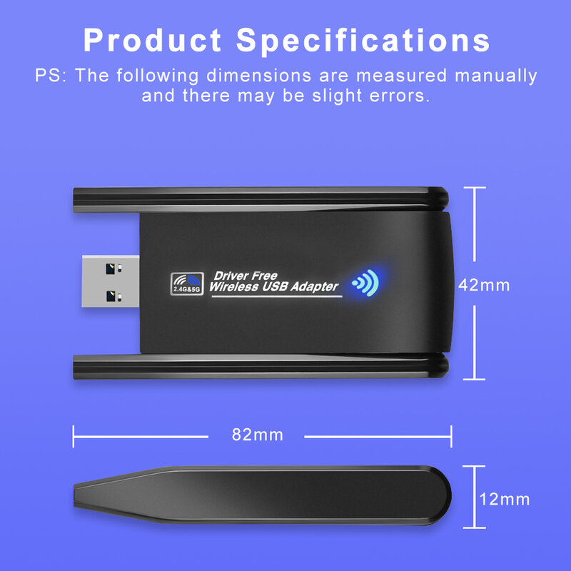 อะแดปเตอร์3.0 WiFi USB 1300Mbps 5.0บลูทูธ Dual Band 2.4 ghz/ 5GHz USB สำหรับพีซีเดสก์ท็อปแล็ปท็อปการ์ดเครือข่ายตัวรับไร้สาย