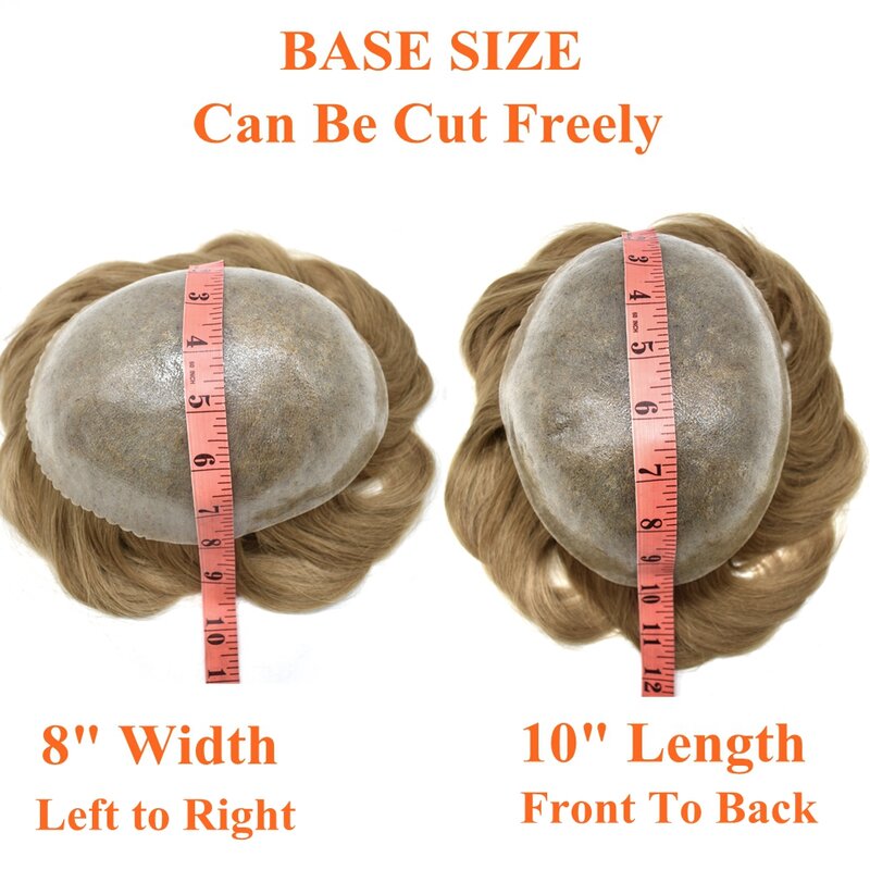 PU pria Toupee sistem pengganti rambut manusia tahan lama Wig pria prostesis kapiler 0.10-0.12MM Wig poli penuh kulit tipis injeksi