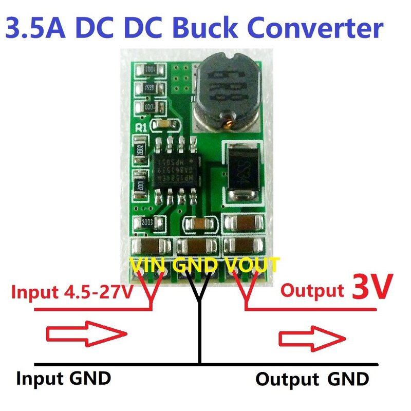 DC-DC Módulo Conversor Buck Power Supply Board, Módulo Regulador de Tensão Step-Down, 4.5V-27V a 3V, 5V, 6V, 9V, 12V, 3.5A