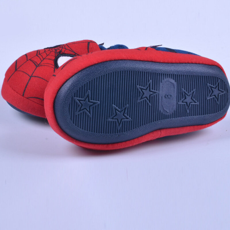 Pantoufles d'intérieur Disney pour parents et enfants, chaussures de sol coordonnantes en coton, pantoufles rouges de dessin animé respirantes, taille 26-46