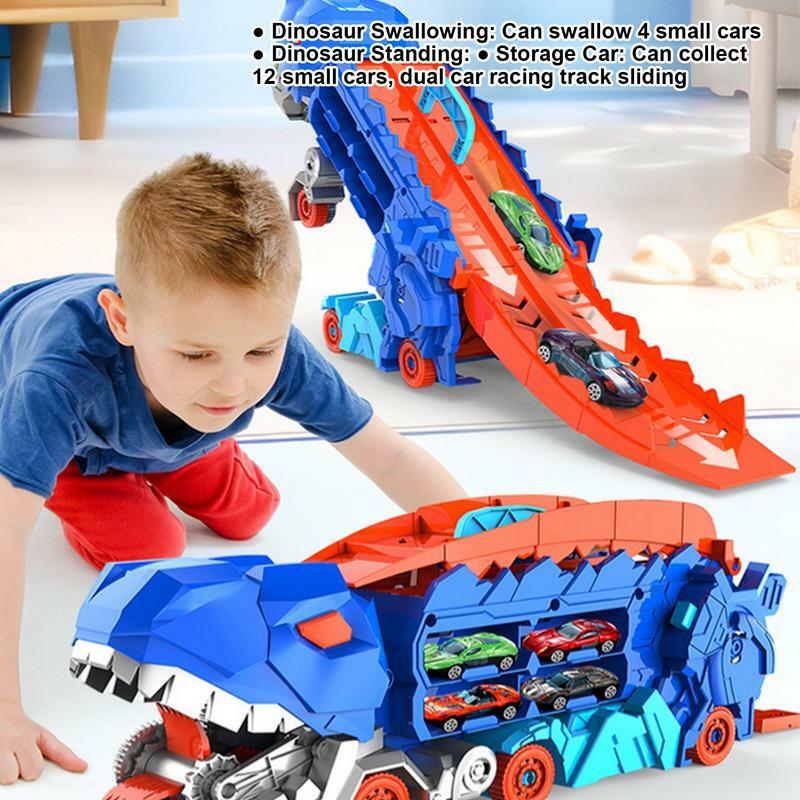 Dinosaur Car Transformed Toy Safe Dino Car Colorful Cool Holiday Gift Funny Unique Track Car for Thanksgiving Birthdays New year