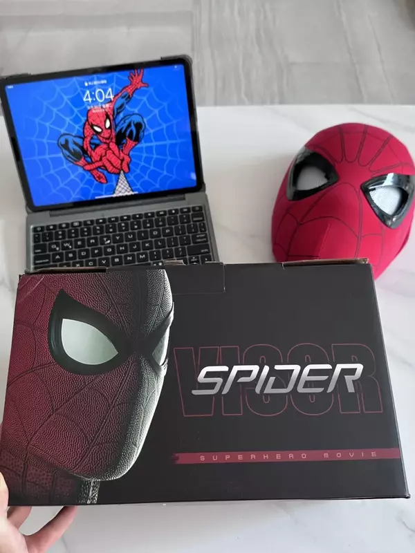 Masque électronique Spider-Man avec télécommande, Mascara, Équipement de sauna, Jouets élastiques, Yeux mobiles, Cosplay, Cadeau pour adultes et enfants, 1:1