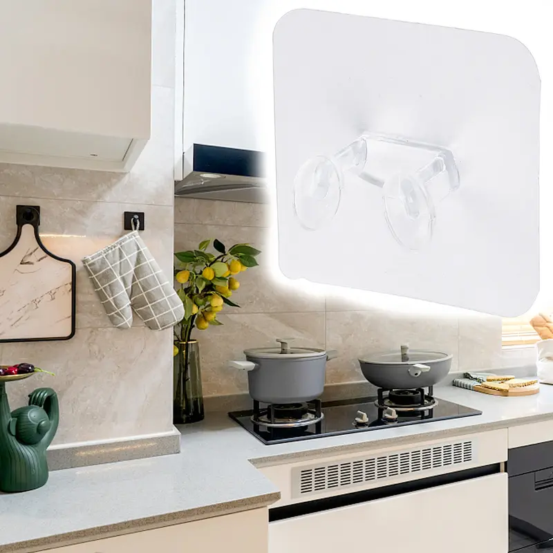 Keuken Opberghaak Transparant Sterk Plakkerig Muur Opknoping Nagelvrije Badkamer Voor Keuken Gemaksgereedschap Huisdecoratie