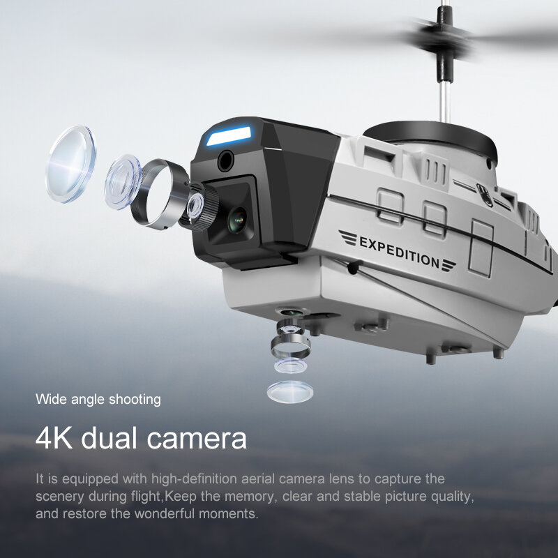 KY202 RC Helicopter Drone Toy, 10K HD Dual Camera, Detecção de gestos, Pairando inteligente, Evitar obstáculos, 6km, Novo