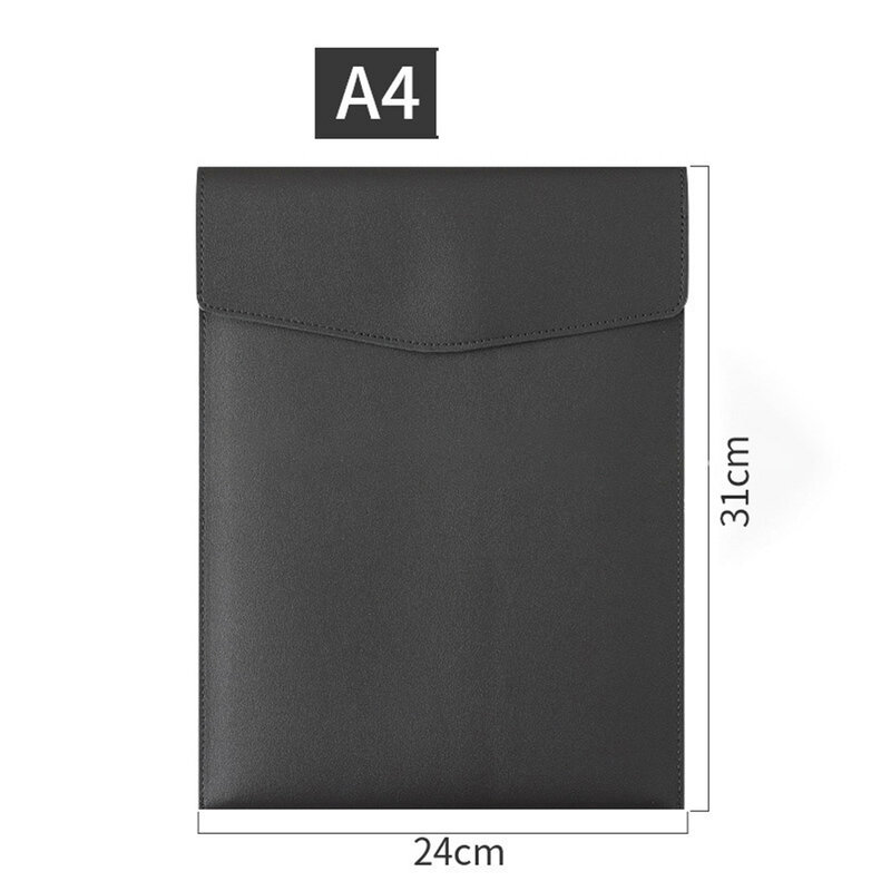 A4 Leather Large-capacity Storage File Bag Multi-functional Waterproof Document Pouch Snap Design Business Storage Bag