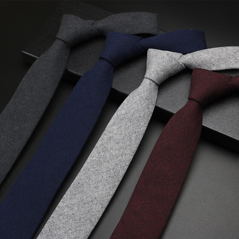 Modne uniwersalne krawaty dla mężczyzn wino granatowe szare 6cm Skinny poliester Casual krawat ślubne garnitury biurowe akcesoria