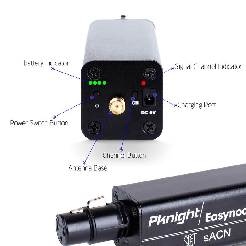 Pknight-Mini Controlador DMX, Wireless WiFi, 2.4G, DMX Pro Usando ArtNet, Sony Protocol, Easynode Plus com App