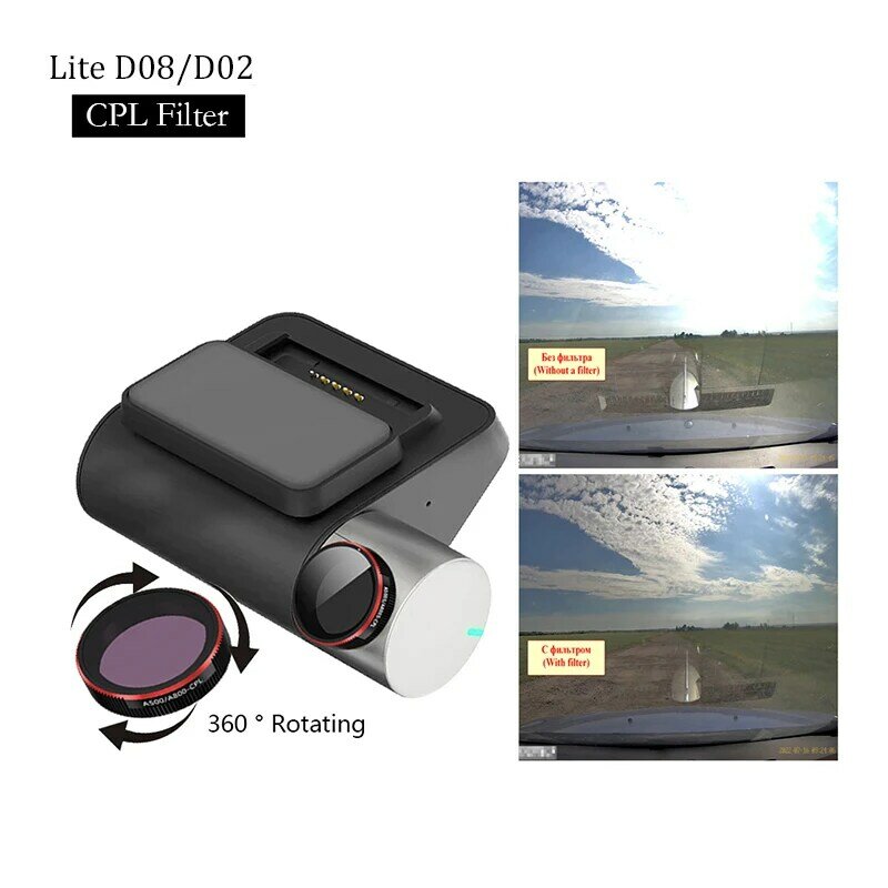 Filtre CPL pour caméra arrière, pour 70mai pro plus + A500s ou RC06 Pro lite D02 / D08 lite2 A200