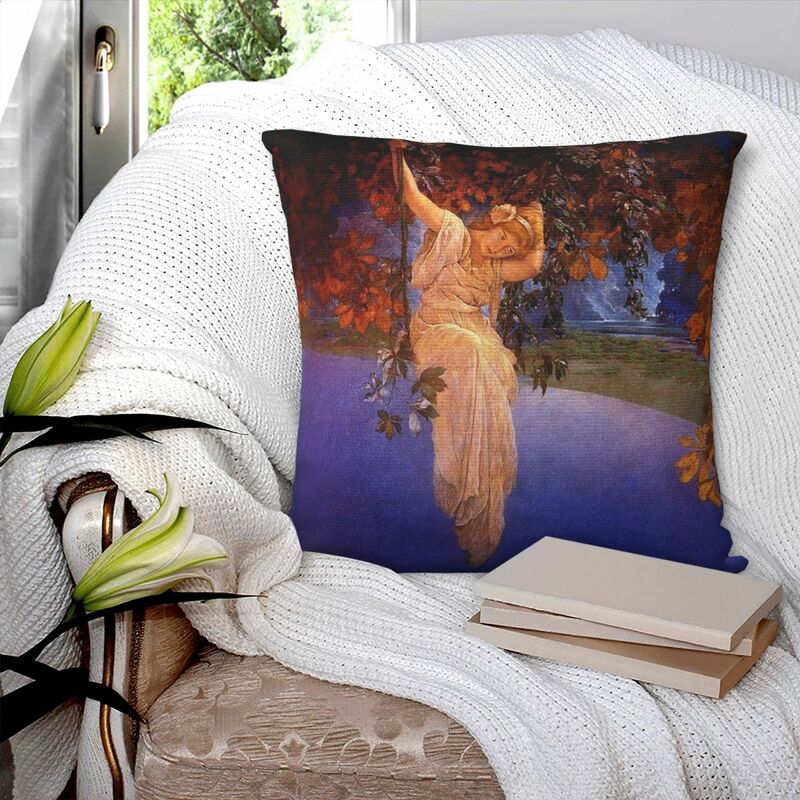 Artwork By Maxfield Parrish Square Pillowcase Polyester Linen Velvet Creative Zip Decor Pillow Case Car Cushion Cover 18"