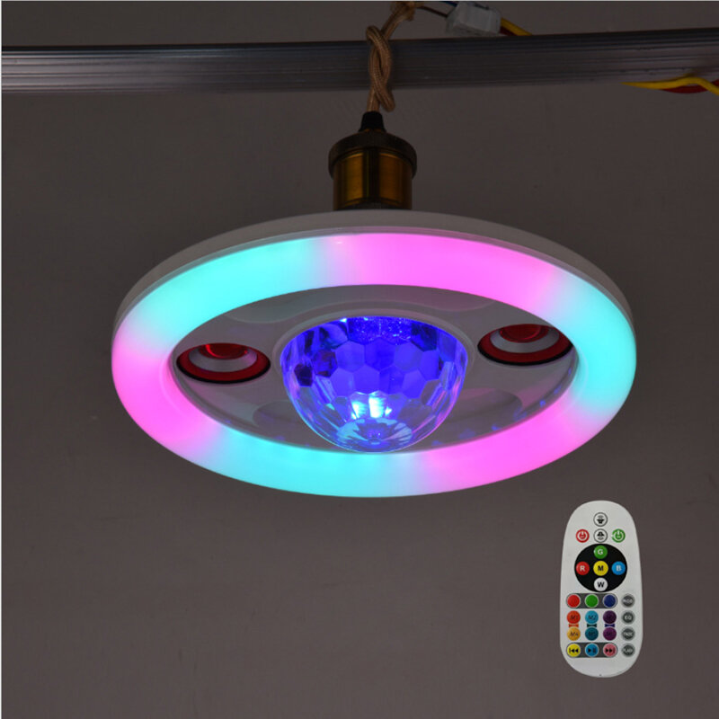 調光可能なワイヤレススピーカー電球,36W,e27,b22,rgb,スマートリモコン,カラー,屋内電球