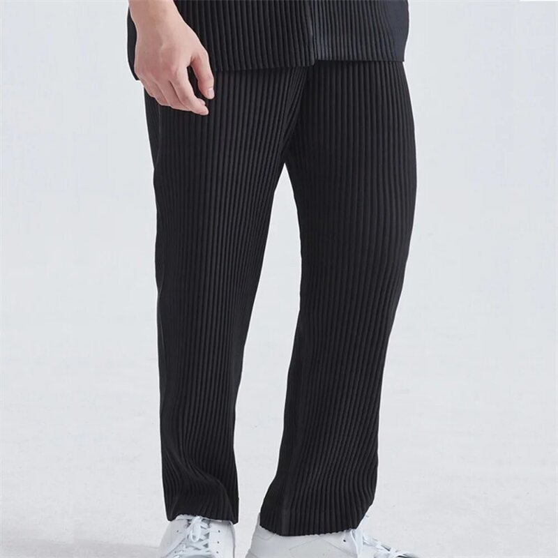 Pleats Pleated Pants Men's Draped Sense Of Loose Wide-leg Straight Pants Pleated Casual Suit Pants Japanese Men Clothing