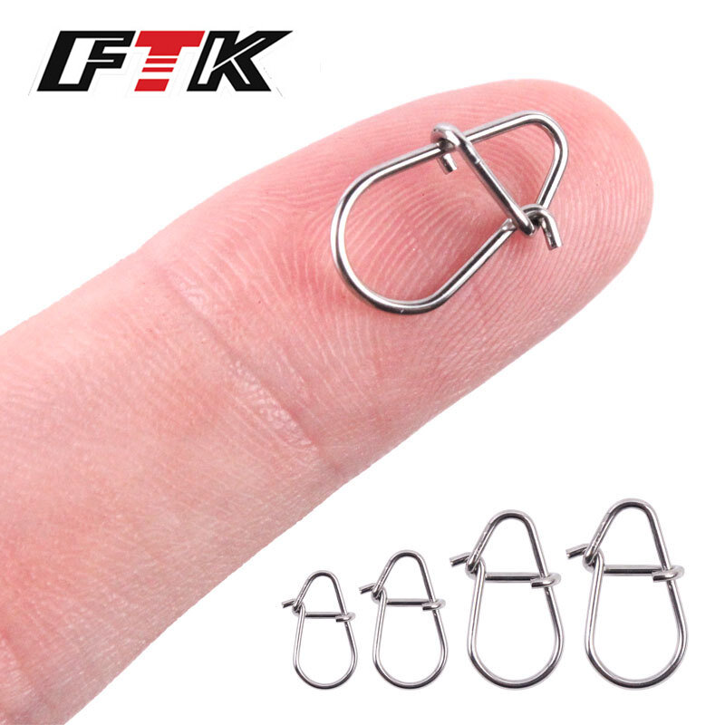 FTK 50Pcs-100Pcs 00#-3# Fishing Nice Hooked Snap Pin 304 Stainless Steel Fishing Barrel Swivel Lure Connector Accessories Pesca