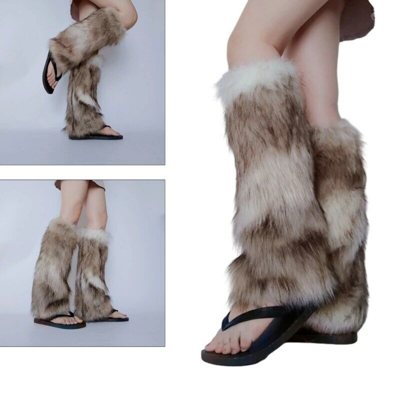 Faux Furs Leg Warmer,Warm Soft Cozy Fuzzy Leg Warmer Boot Cuffs Cover Subculture Party Costumes Boot Sleeves Boot Covers