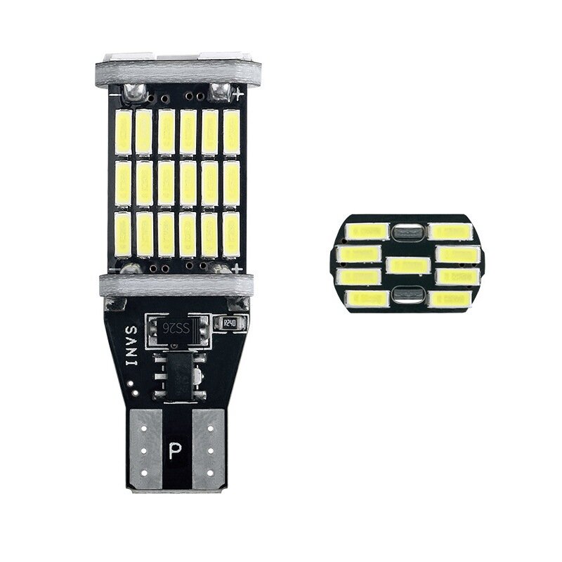 Lâmpadas LED super brilhantes para lâmpada reversa, lâmpada de sinal, luz de estacionamento, branco, amarelo, luzes do carro, W16W, 12V, T15, 1pc