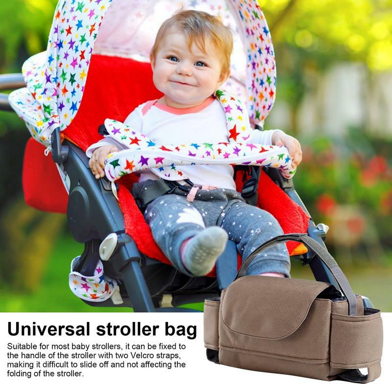 Stroller Caddy With Cup Holder Multiple Compartments Stroller Pouch Versatile And Spacious Stroller Accessories For Cell Phones