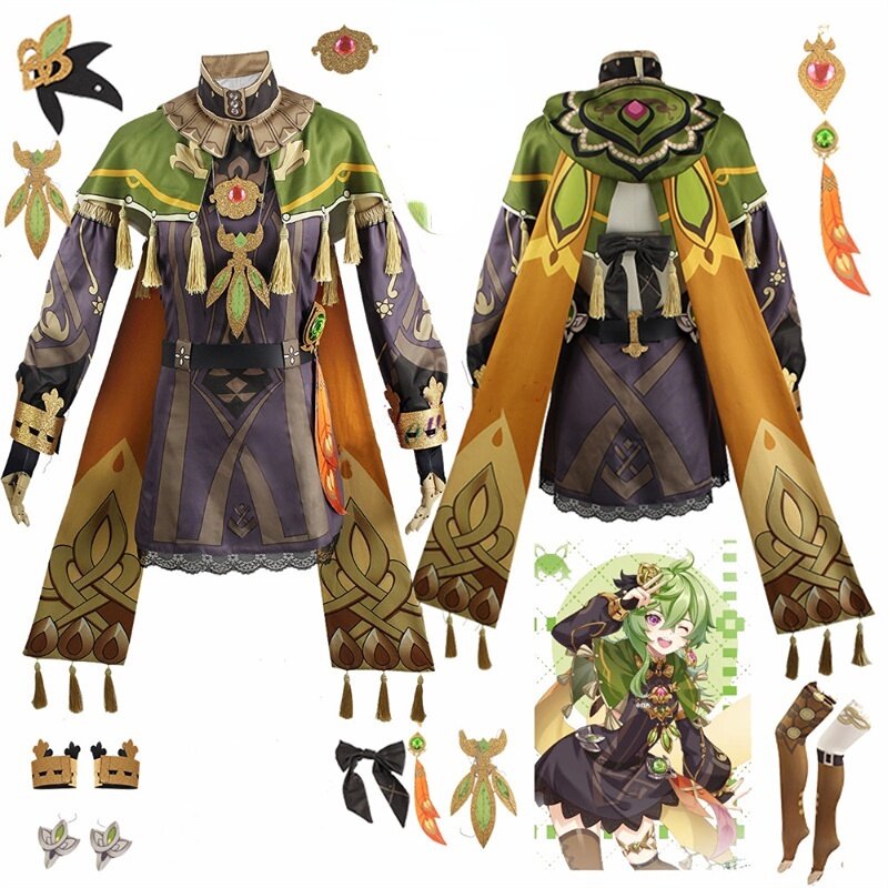 Gioco Genshin Impact Collei Sumeru Dendro Avidya Forest Ranger recyser Cosplay Costume Comics Collei Dress parrucca per le donne ragazze