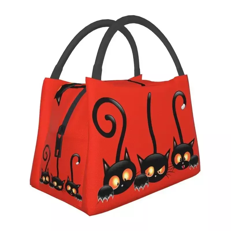 Halloween schwarze Katze isoliert Lunch Bag für Camping Reisen wasserdichte Kühler Thermal Lunch Box Frauen