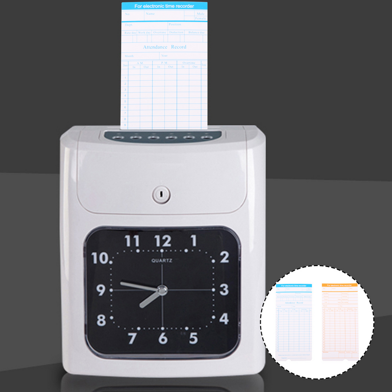 Attendance Card Clock Clocks Recording Monthly Clocking Cards Recorder for Company Office Double Sided