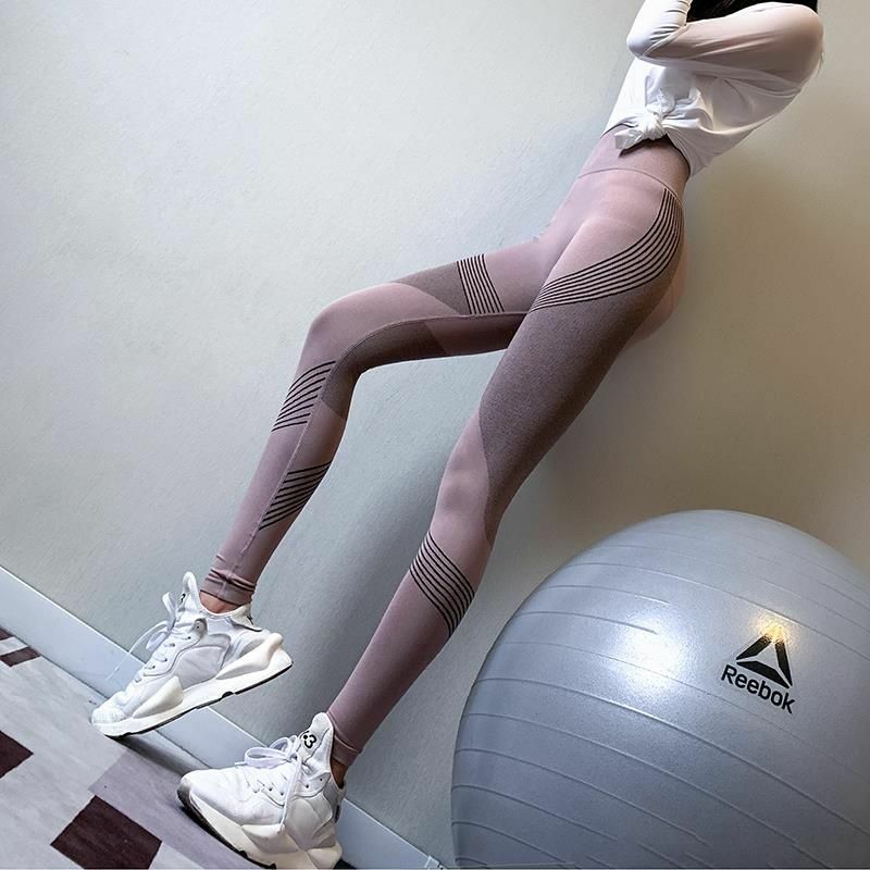 Fitness Leggings für Frauen hohe Taille Bauch eng anliegende atmungsaktive lässige All-Match koreanische Mode Frühling Herbst Hose q53