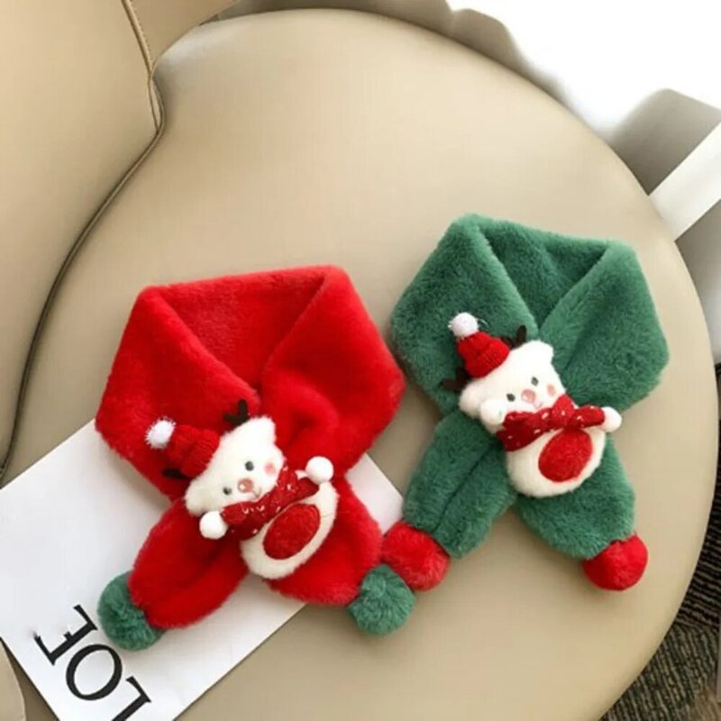 Bufanda de felpa cálida para bebé, bonita bufanda de felpa suave y agradable para la piel, resistente al desgaste, a prueba de viento, bufanda de dibujos animados de ciervos de Navidad