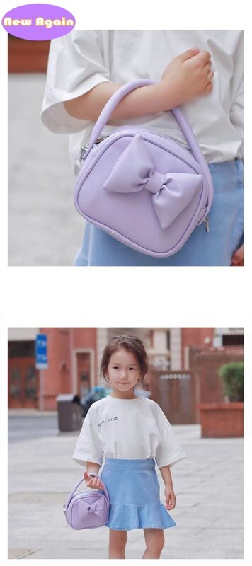 Girls and mommy small handbags Children's candy colors totes Kids Mini bow shoulder bags Girls lovely Crossbody bag Purse NA010