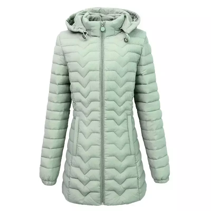 Parka de algodón con capucha para mujer, abrigo largo medio de alta calidad, acolchado, informal, para invierno, 2023