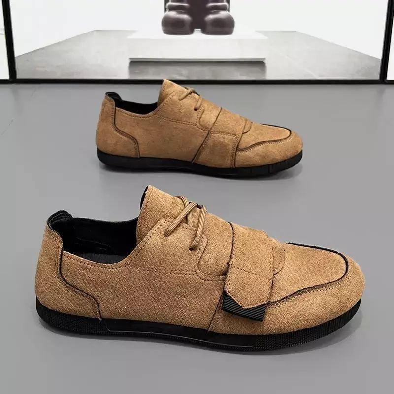 Sapato de couro liso masculino, sapato de maré fácil de usar, esporte e lazer, novo, outono, inverno, 2023