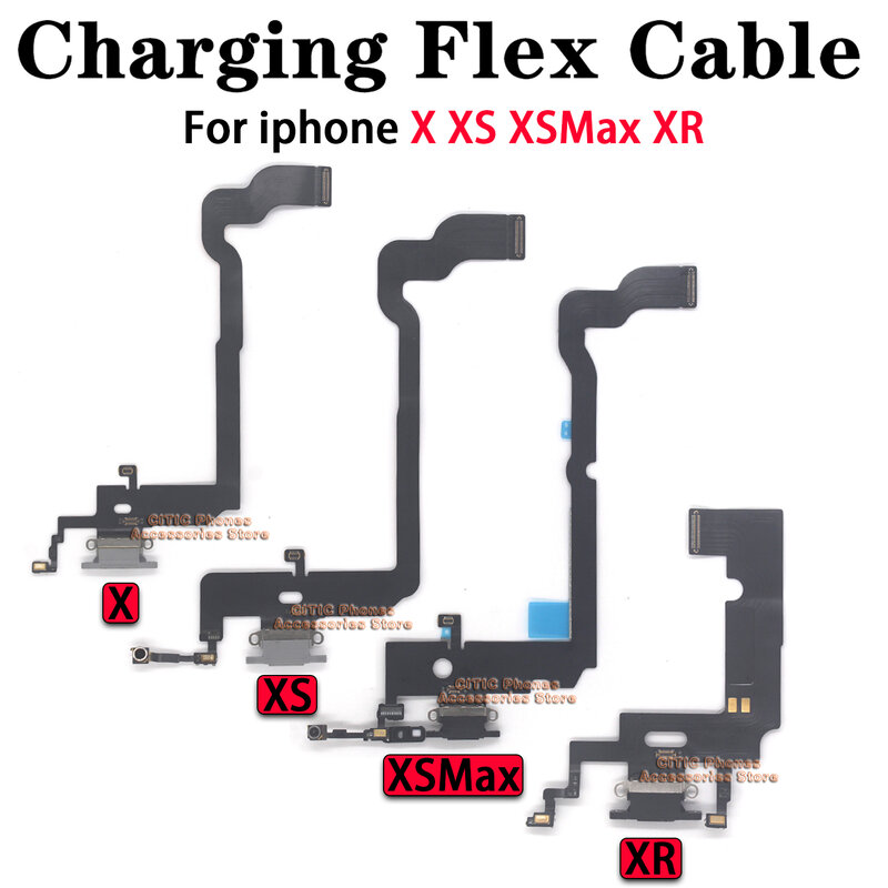1 buah Kabel Flex Port pengisian daya USB, untuk iPhone X XS MAX XR 11 12 13 mini 14 Plus 15 Pro Max konektor pengisi daya Dok dengan mikrofon