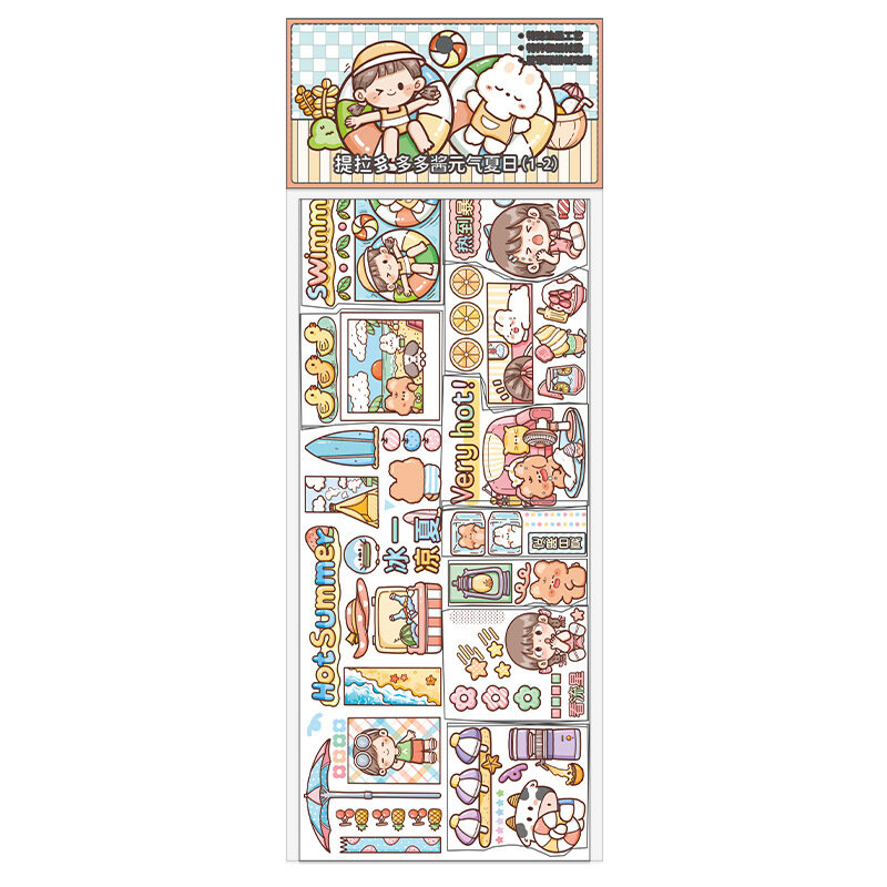 텔라도 크리에이티브 귀여운 만화 소녀 특수 오일 핸드북 및 종이 테이프 장식 스티커, 문구