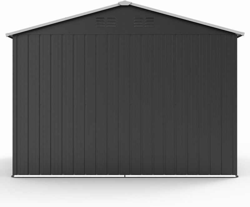 Garagem de armazenamento ao ar livre com porta e aberturas, Brown Metal Floor, Armazenamento de ferramentas para jardim, 8x6 pés
