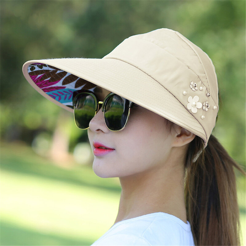 1pc Golf Cap Simplicity Women's UPF 50+ UV Protection Wide Brim Beach Sun Visor Hat For Wife Girls Gift Uulticolor New Cheap
