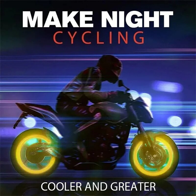 Luminous Tire Valve Caps Motorcycle Bike Wheel Nozzle Dustproof Tyre Valve Stem Fluorescent Night Glowing Decor Car Accessories