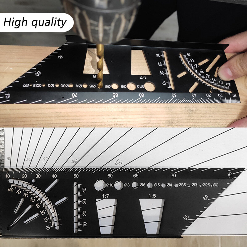 Regla de ángulo multifuncional para carpintería, calibrador de marcado, herramienta de carpintero, preciso, de aleación de aluminio de 45 y 90 grados, nueva