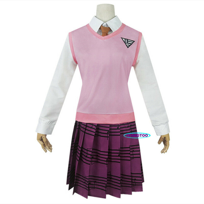 Danganronpa V3 Kaede Akamatsu Cosplay kostiumy damskie sukienki koszula z motywem Anime spódnica skarpetki dziewczyna JK mundurek szkolny