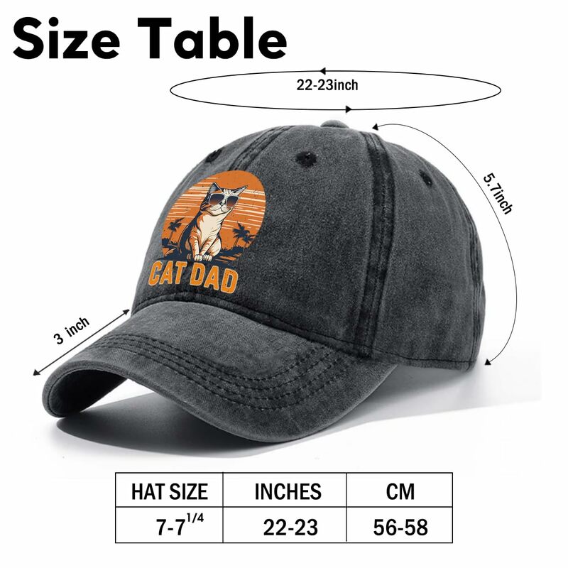 Cat Dad Adjustable Washed Cotton Baseball Cap Funny Retro Trucker Hat Outdoor Hat For Men Retirement Birthday For Cat Father