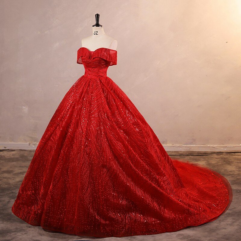 2023 Autumn New Sequin Party Dress Luxury Quinceanera Dresses Elegant Off The Shoulder Ball Gown Real Photo Prom Dress For Girls