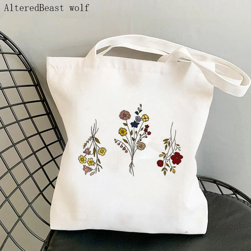 女性のための花の形をしたショッピングバッグ,小さな花の思い出をモチーフにしたハンドバッグ,ワイルドフラワー柄,ショッピングバッグ,ショルダーバッグ