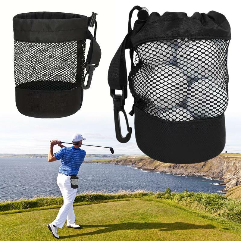 Especial Black Golf Ball Storage Bag, Golf Container, Drawstring Ball, Mesh Nylon Bag, pode segurar, A9R8