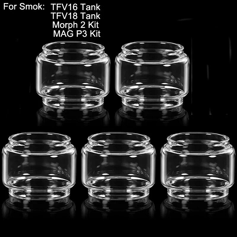 Bubble Glass Tubes  Tank for SMOK TFV16 Tank 9ml TFV18 Tank 7.5ml Morph 2 Kit 7.5ml MAG P3 Kit Crystal Mini Glass Cup 5PCS