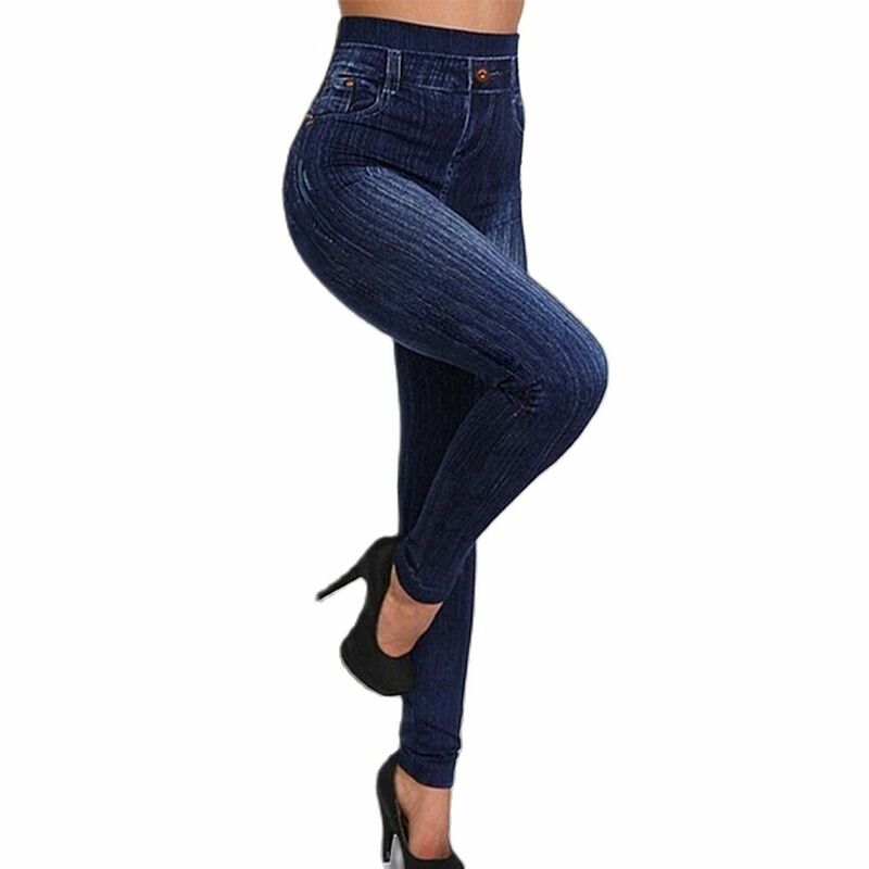Pantalones vaqueros de cintura alta para mujer, Leggings sin costuras con botones, ajustados, 2022