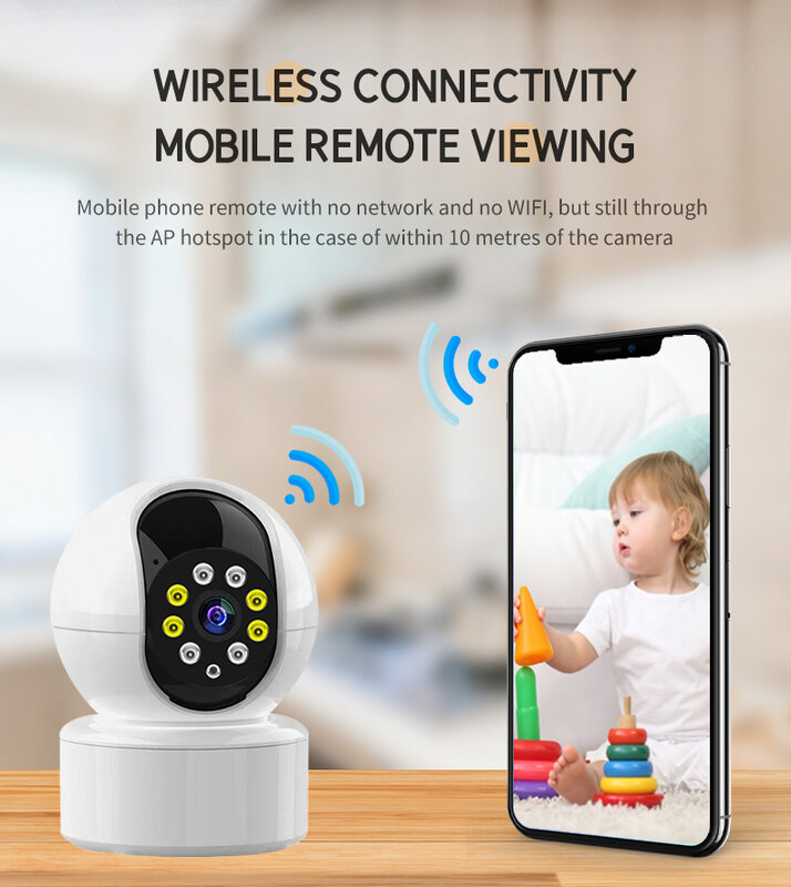 와이파이 보안 보호 비디오 감시 IP 카메라, 지능형 모션 감지기, 오디오 녹음기 무선 아기 안전 모니터, 신제품