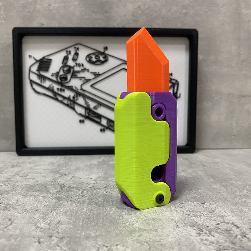 Cuchillo de zanahoria por gravedad 3D, tarjeta de empuje de descompresión, juguete pequeño, impresión 3D, juguetes Fidget, envío directo