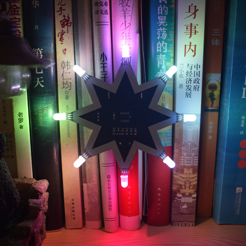 Kolorowa LED ośmiokątna w kształcie gwiazdy dekoracja na choinkę pozytyczka elektroniczne organki klawiatura DIY zestaw do produkcji elektroniki