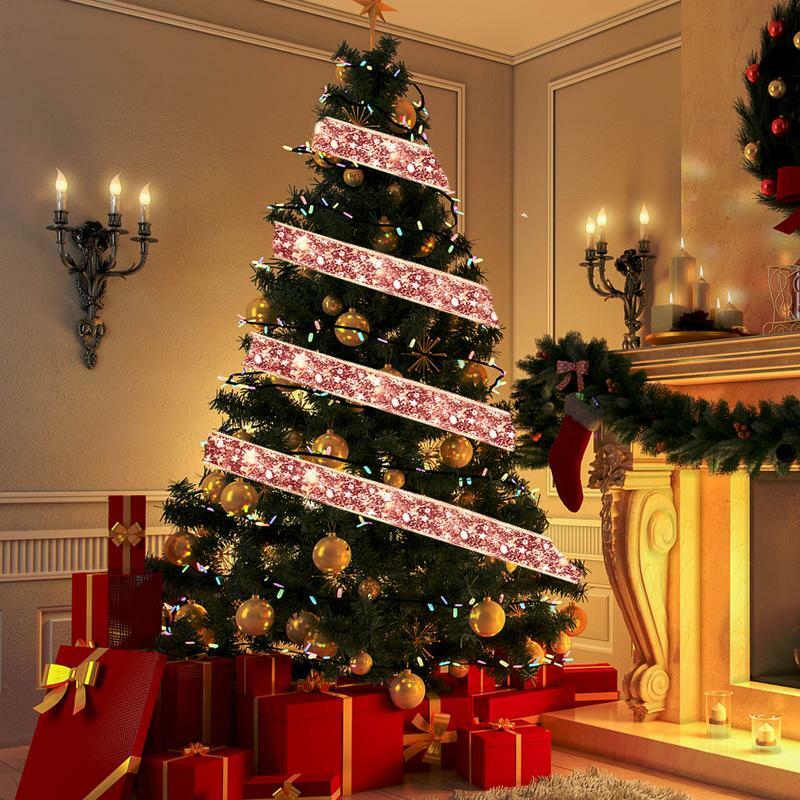 リボンのフェアリーライト,耐久性のあるLEDリボン,パーティーの装飾,クリスマスツリー
