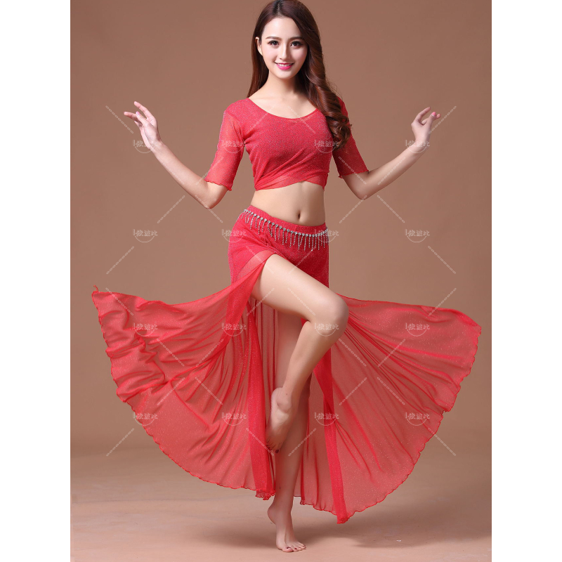 Bellydance Set gaun kostum seksi pakaian latihan penampilan Oriental gaun mode panggung dansa atas Danza Del Vientre 2023