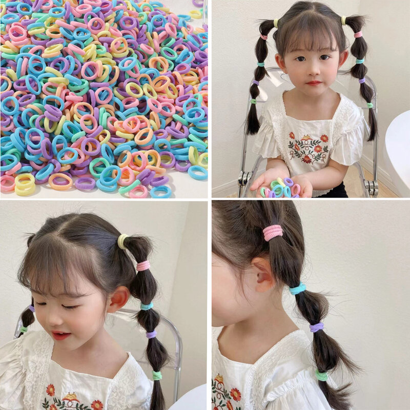 Elastic Basic Nylon Hair Ties para meninas, rabo de cavalo Hold Scrunchie, elástico para criança, acessórios de moda, 50 pcs, 100 pcs, 300pcs