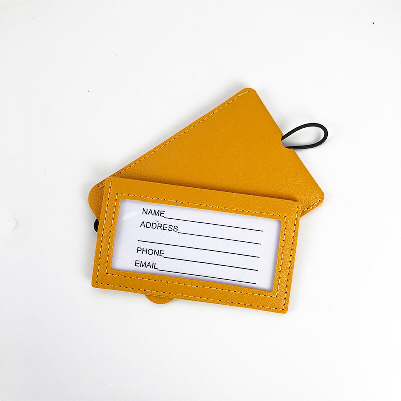 Lederen Bagage Tag Draad Lanyard Instapkaart Met Informatie Card Leather Pu Bagagelabel 1 Pcs Travel Accessoires Reizen