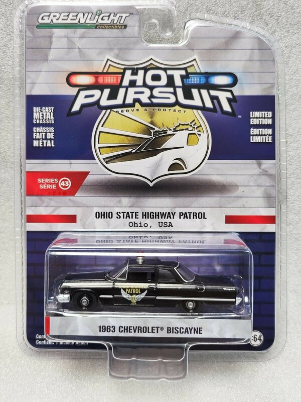 1: 64 serie di tracciamento del calore 43-1963 Chevrolet Biscayne Ohio Highway Patrol collezione di modelli di auto