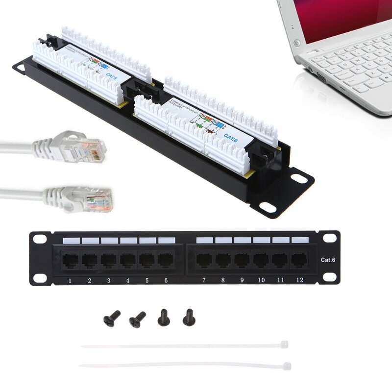 Cat6 12 Port RJ45 Patch Panel UTP LAN Network Adapter Cable Connector   Dropship