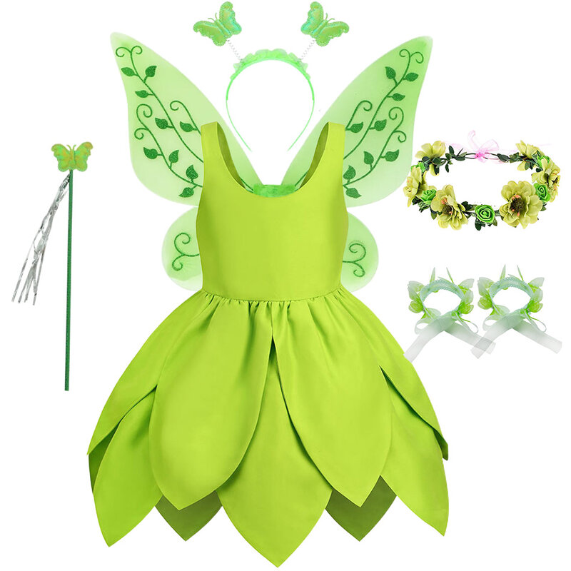 Платье для маленьких девочек, летний костюм феи леса, детская одежда для косплея эльфа, детский сад, карнавал, яркое платье для девочек